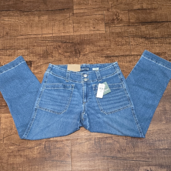 L.L. Bean 1912 Field Denim Pants Womens 8P Utility Ankle Mid Rise NWT Heritage - Picture 3 of 8